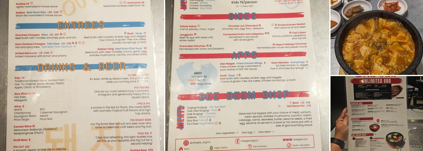 DAE GEE KOREAN BBQ Menu