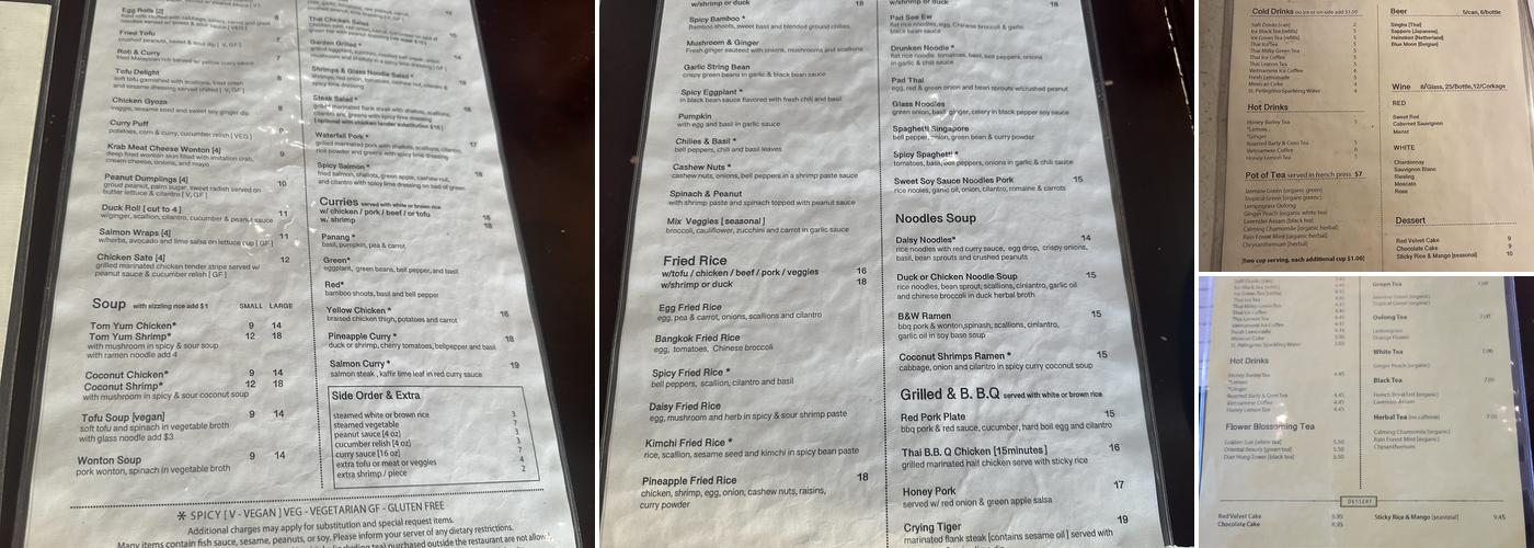 Daisy Mint Menu