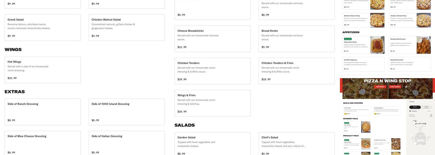 Pizza N Wing Stop Menu