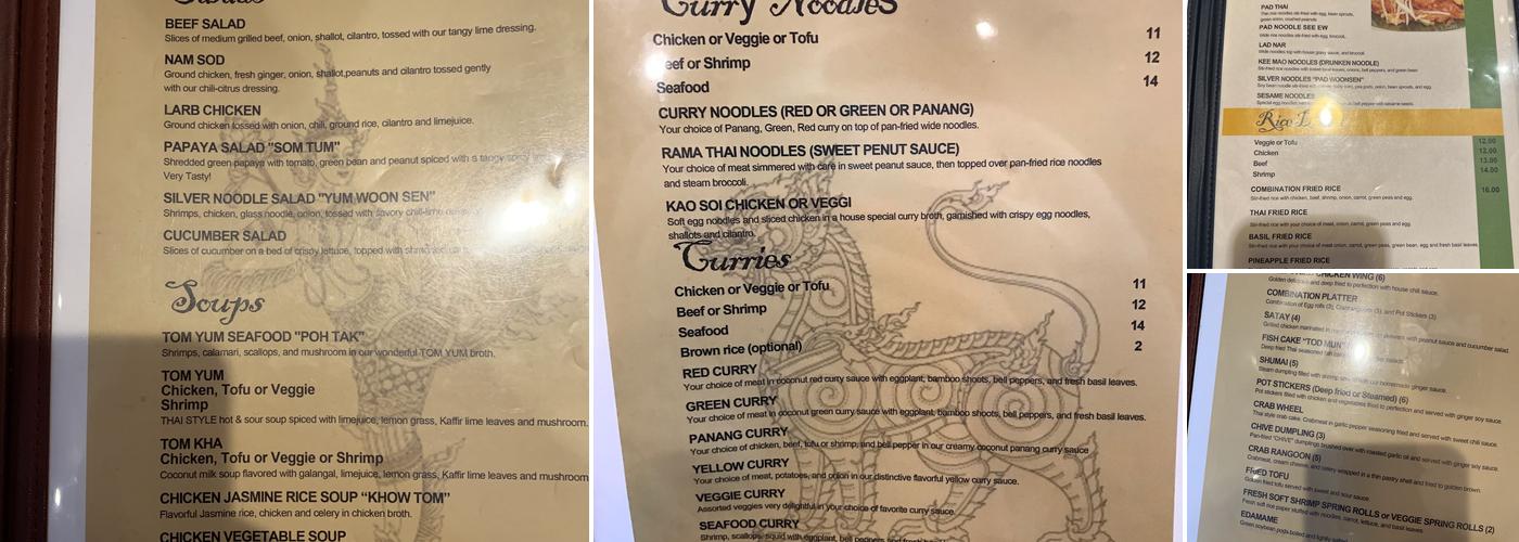 Dan Thai Menu