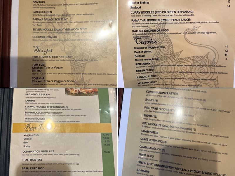 Dan Thai Menu