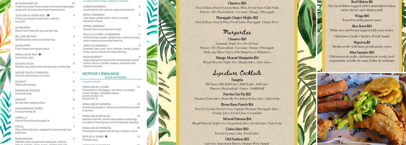 De Rican Chef Holland Menu