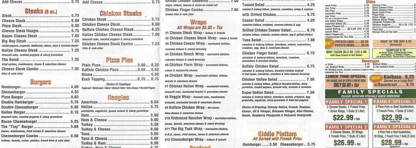 Debbie's Place Menu