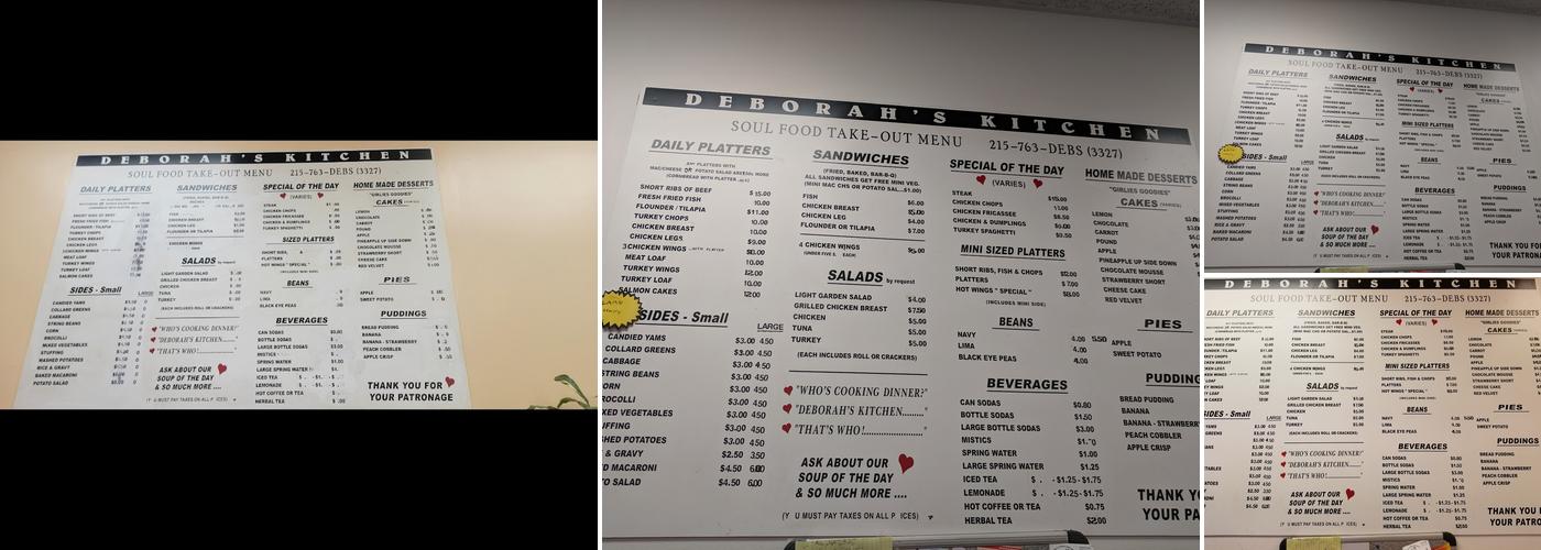 Deborah's Kitchen Menu