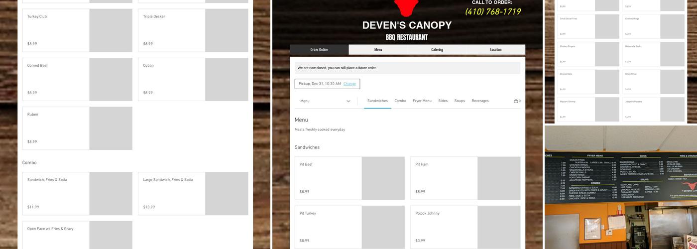 Deven's Canopy Menu