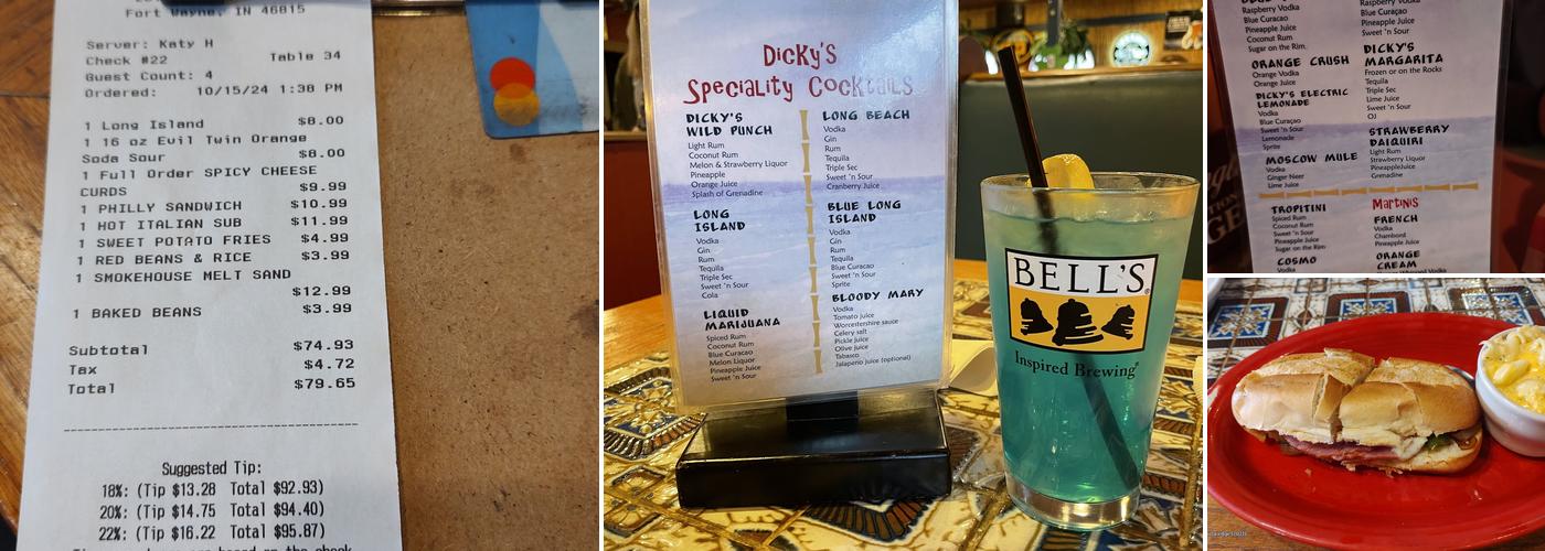 Dicky's 21 Taps Menu