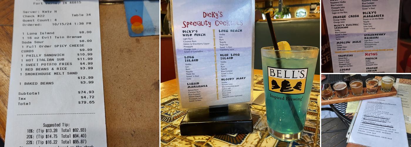 Dicky's 21 Taps Menu