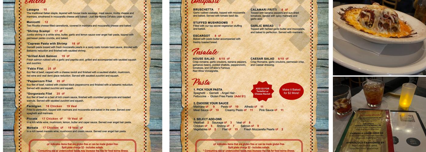 DiFabio's Menu