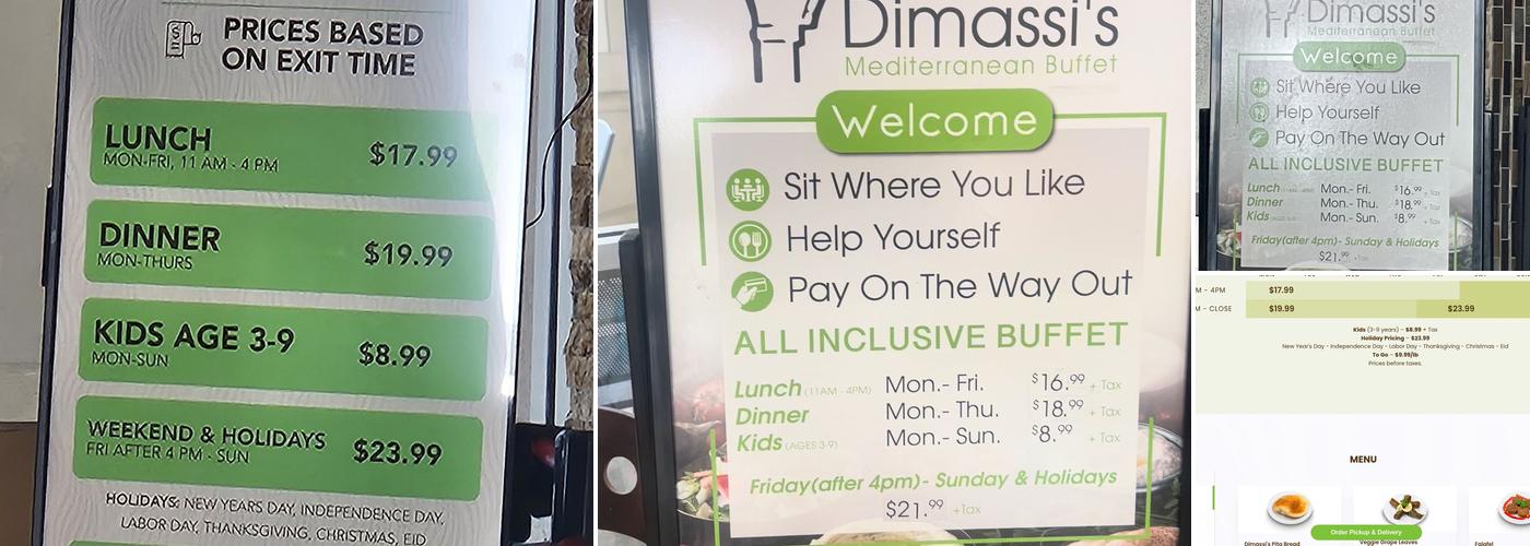 Dimassi's Mediterranean Buffet Menu