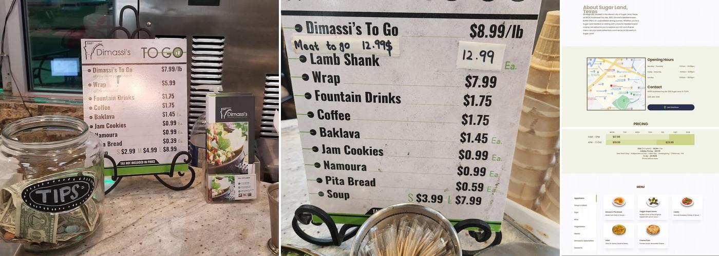 Dimassi's Mediterranean Buffet Menu