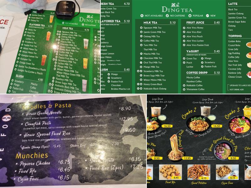 Ding Tea Menu