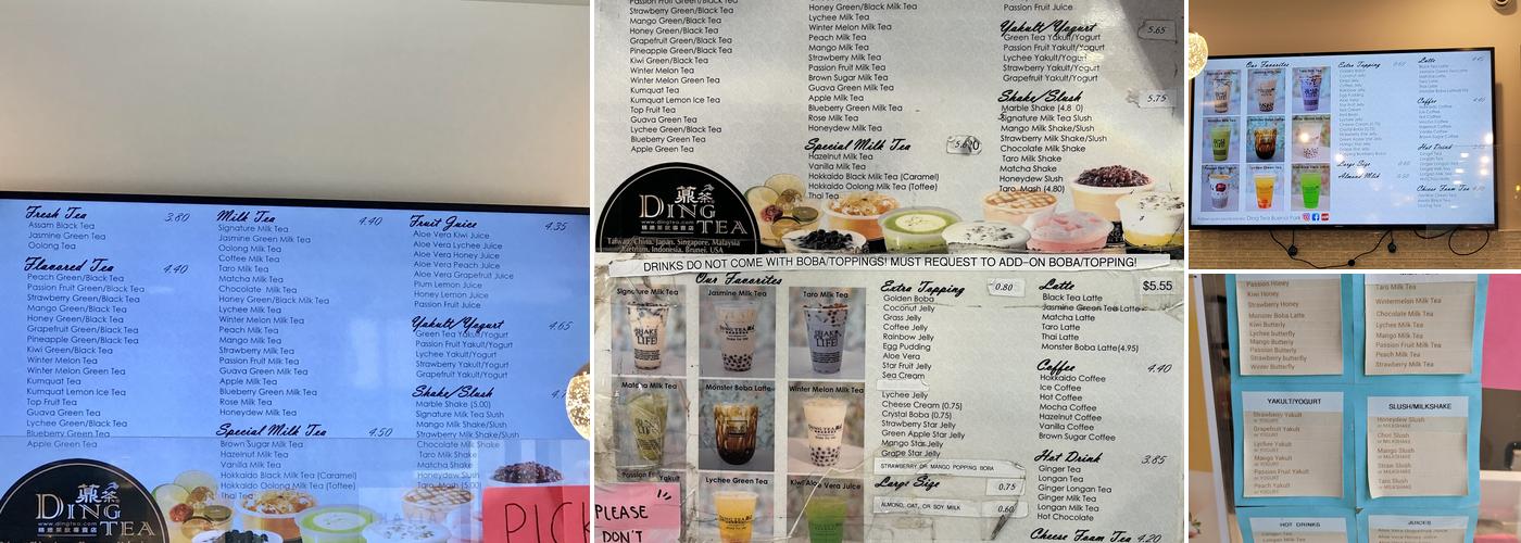 Ding Tea Menu