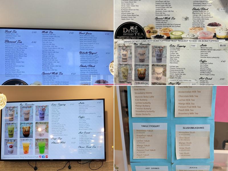 Ding Tea Menu