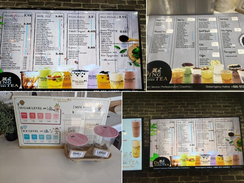 Ding Tea Menu