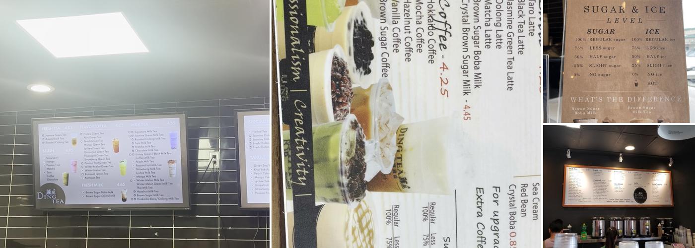 Ding Tea Menu