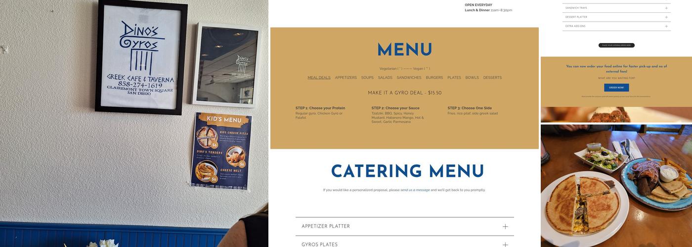 Dino's Gyros Greek Cafe and Taverna Menu