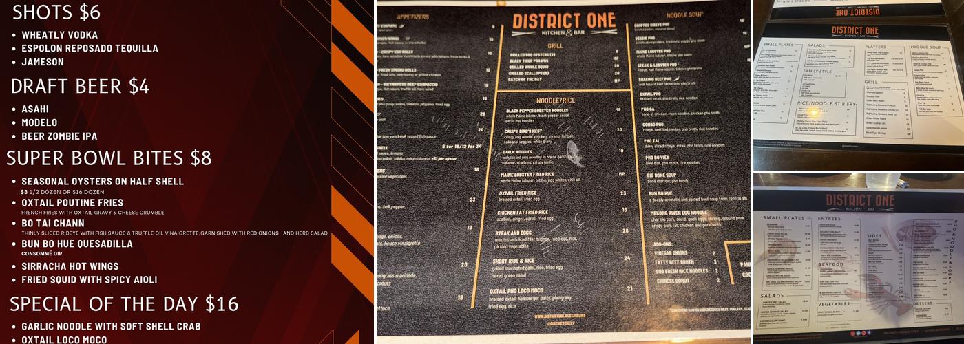 District One Kitchen & Bar Menu