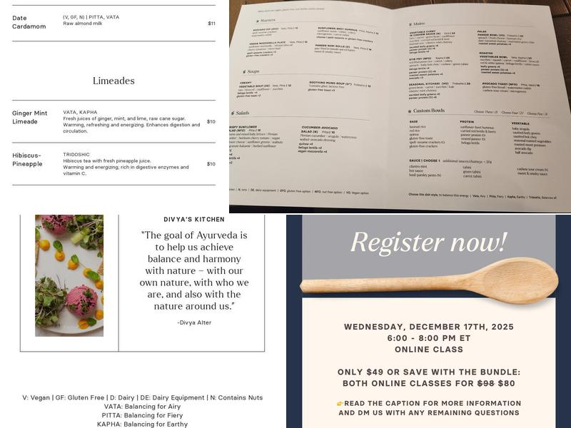 Divya's Kitchen Menu