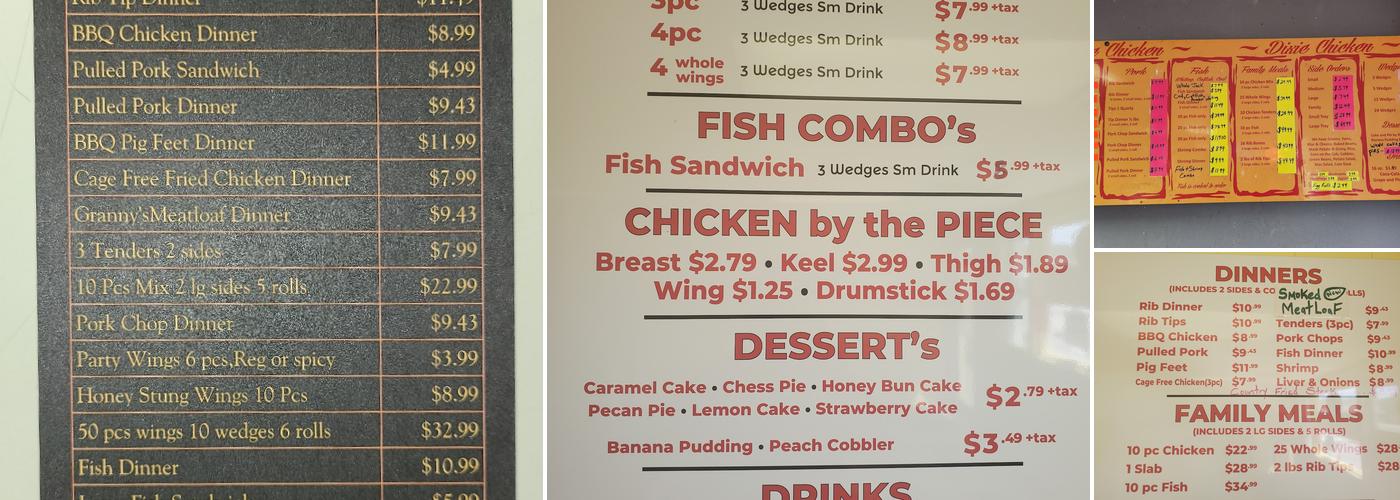 Dixie Chicken LLC Menu