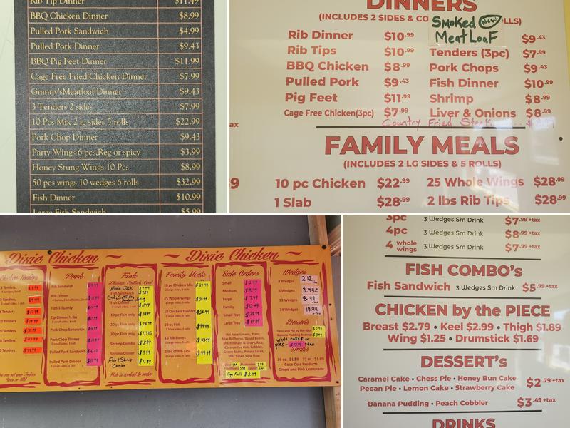 Dixie Chicken LLC Menu