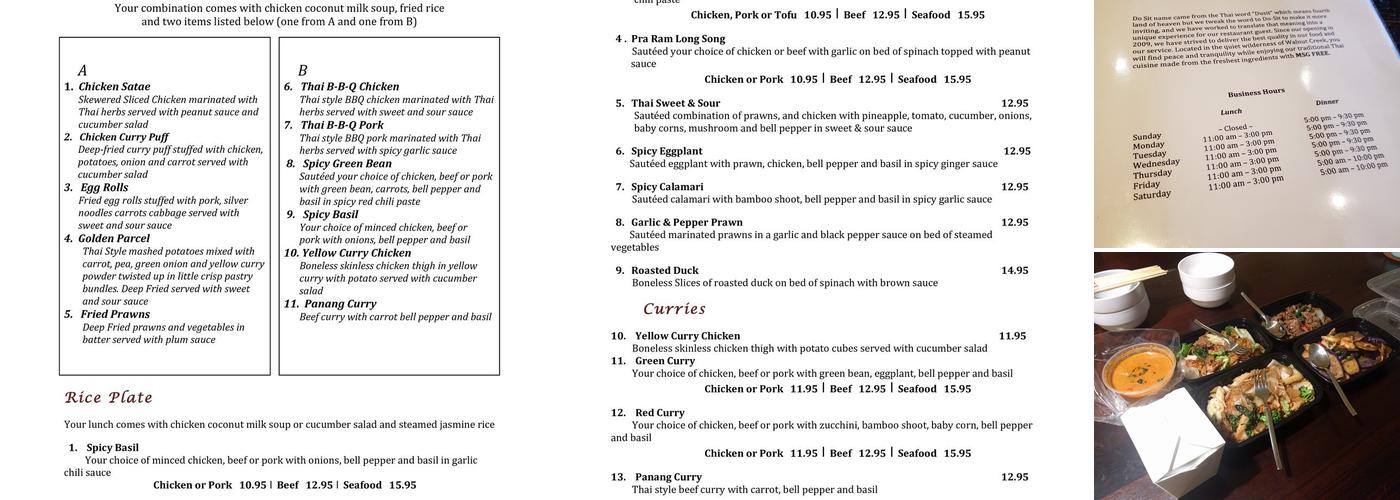 Do Sit Thai Cuisine Menu
