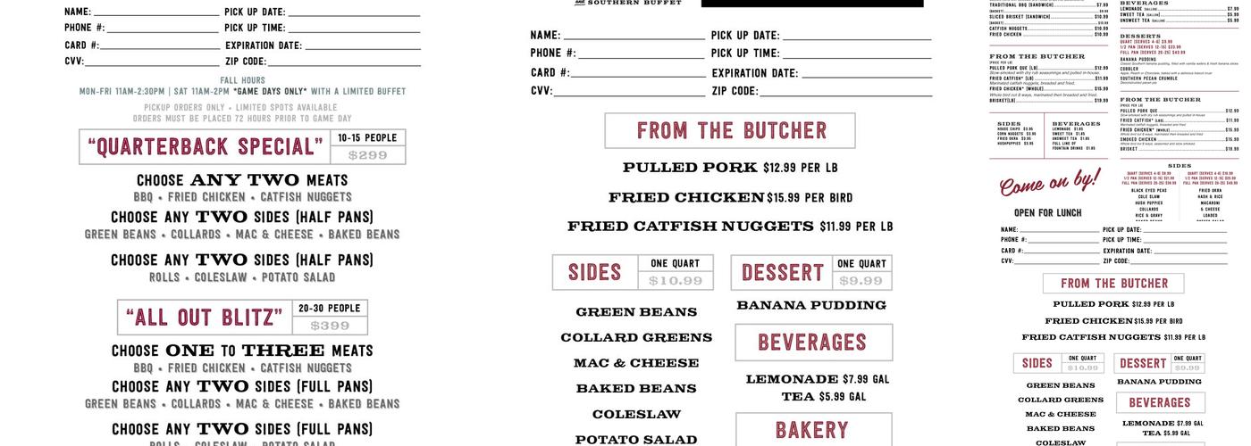 Doc's Barbeque Menu