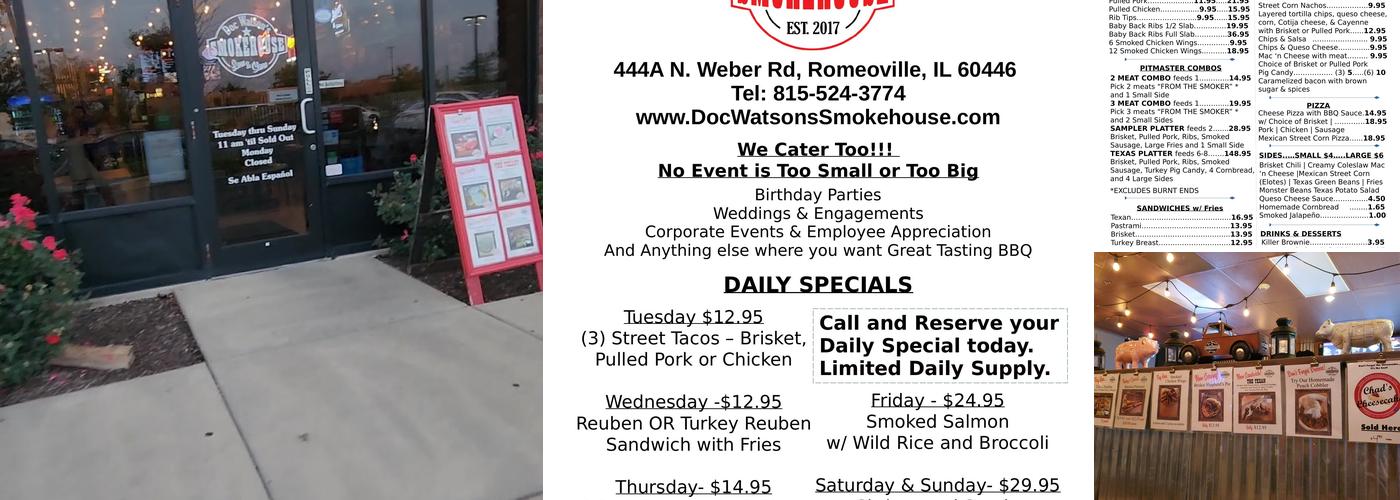 Doc Watson's Smokehouse Menu