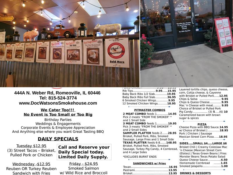 Doc Watson's Smokehouse Menu