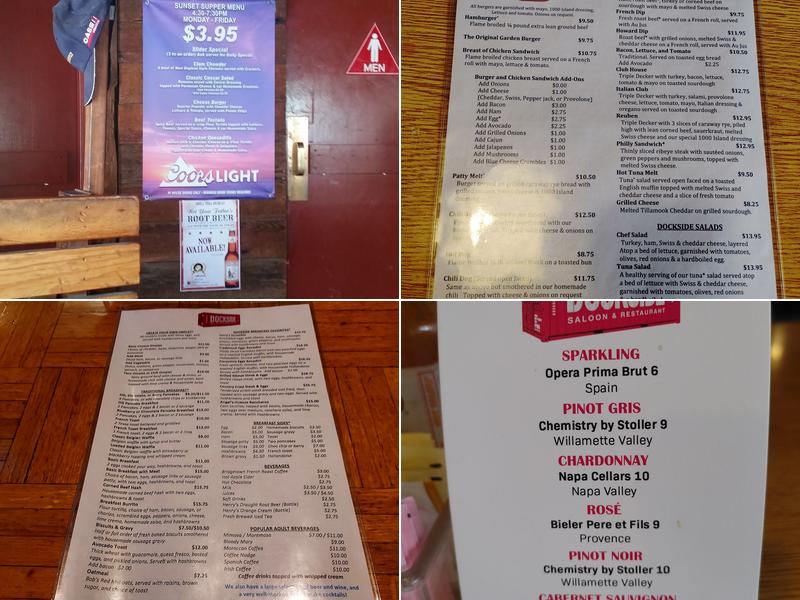 Dockside Saloon & Restaurant Menu