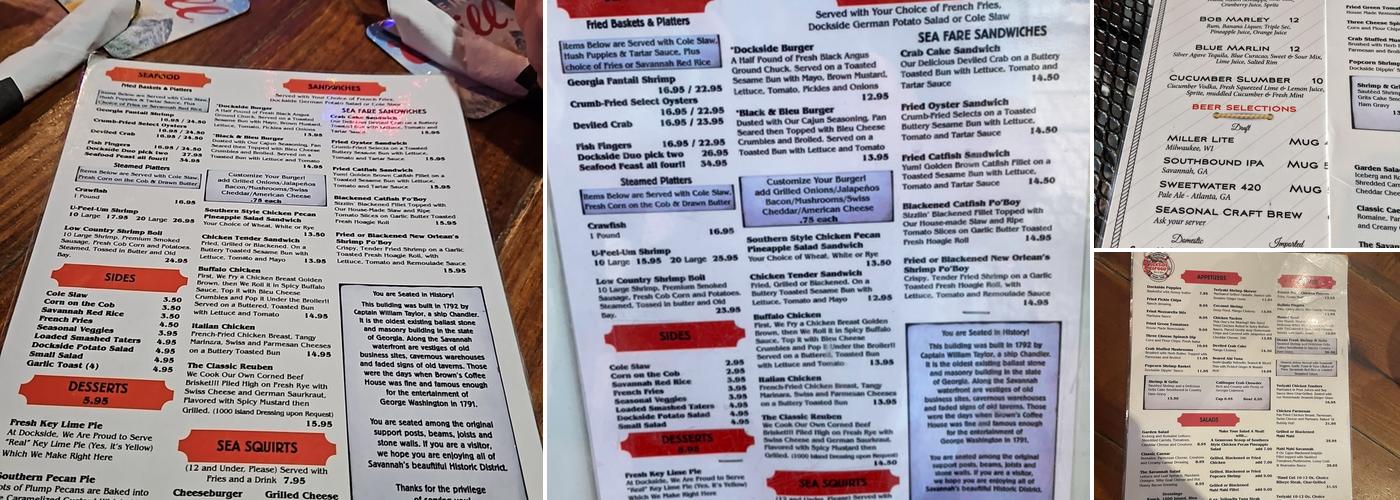 Dockside Seafood Menu