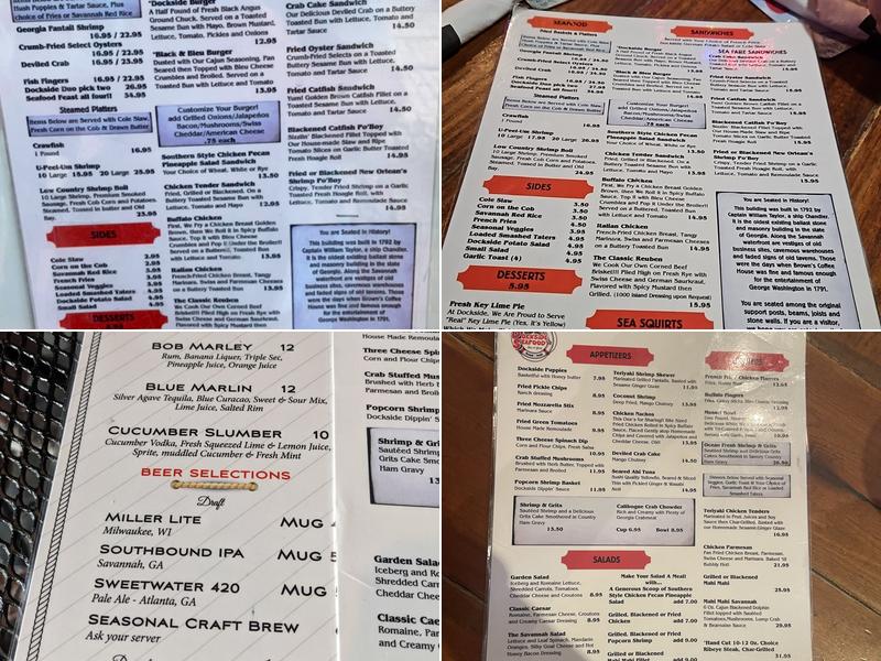 Dockside Seafood Menu