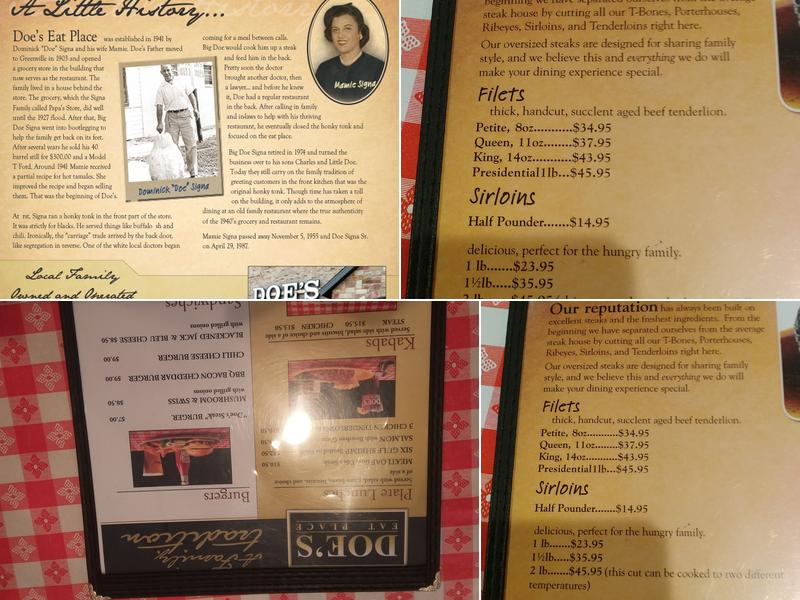 Doe's Eat Place Menu
