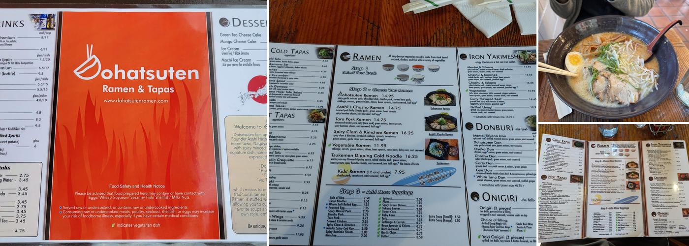Dohatsuten Ramen & Tapas Menu