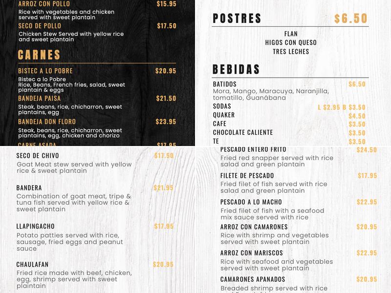 DON FLORO Menu