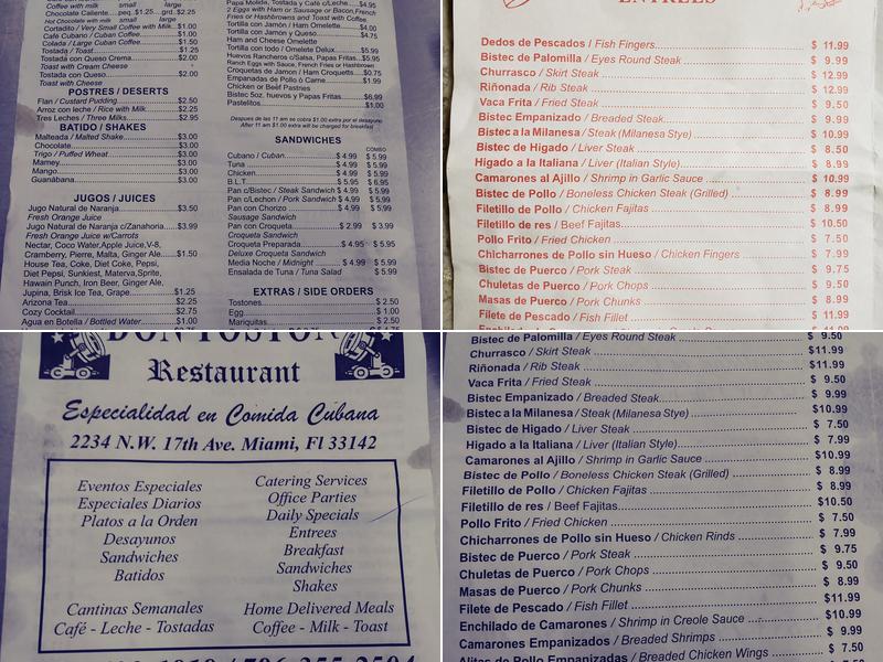 Don Toston Menu