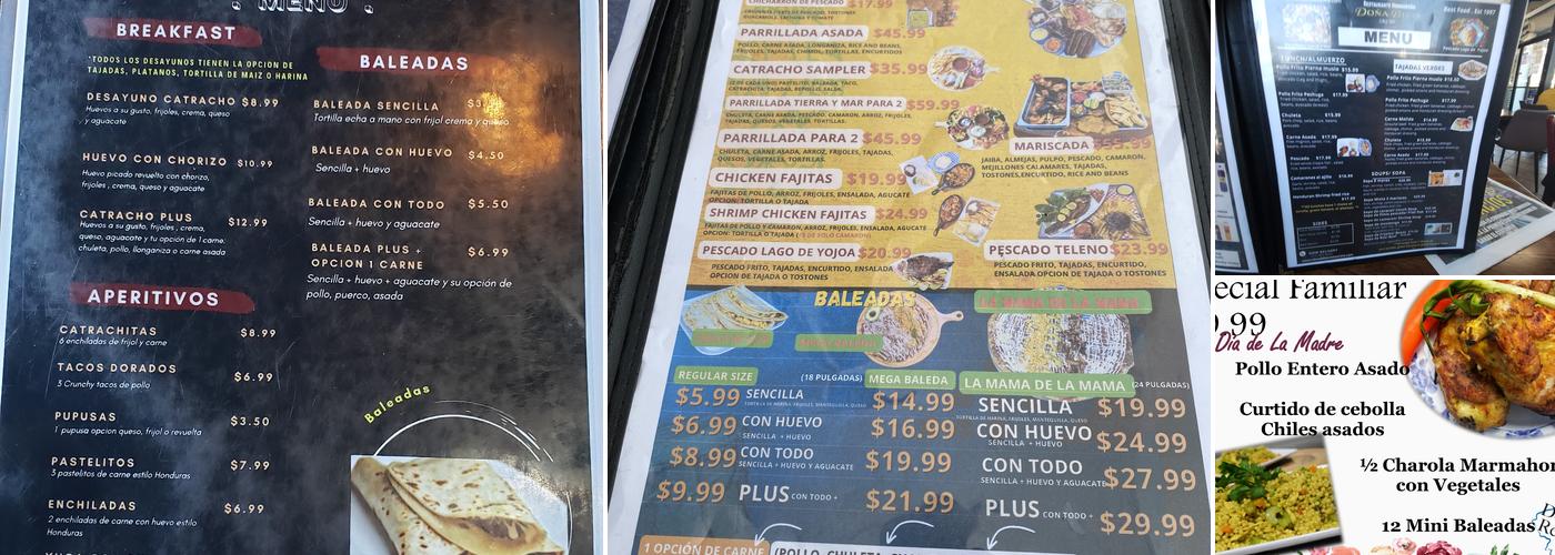 Doña Bibi's Restaurant Menu