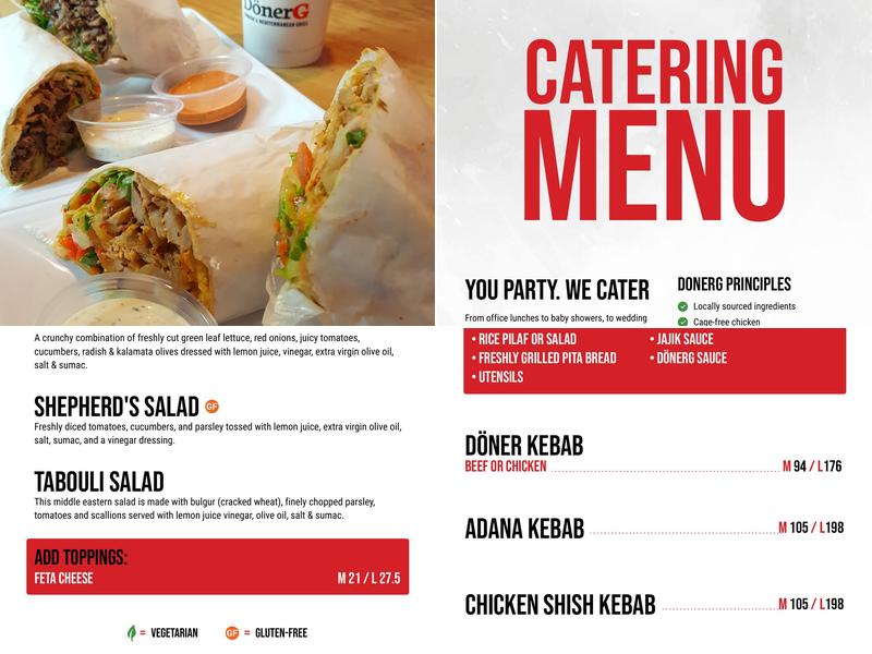 DonerG Turkish & Mediterranean Grill - Anaheim Menu