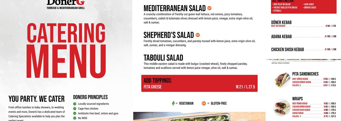 DonerG Turkish & Mediterranean Grill - Irvine Menu