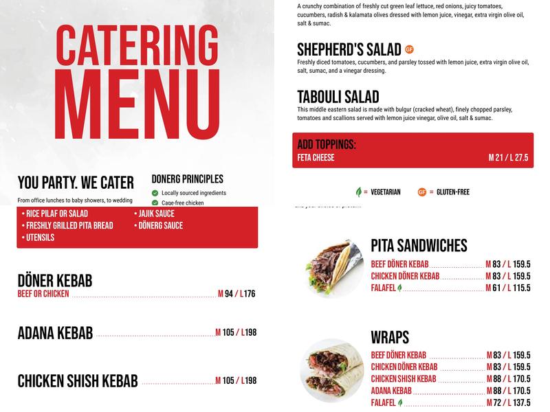 DonerG Turkish & Mediterranean Grill - Irvine Menu