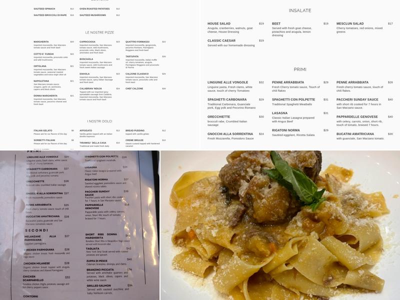 Donna Margherita Menu
