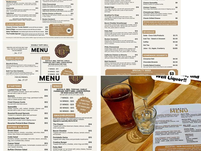 Double Tapp Grill Menu