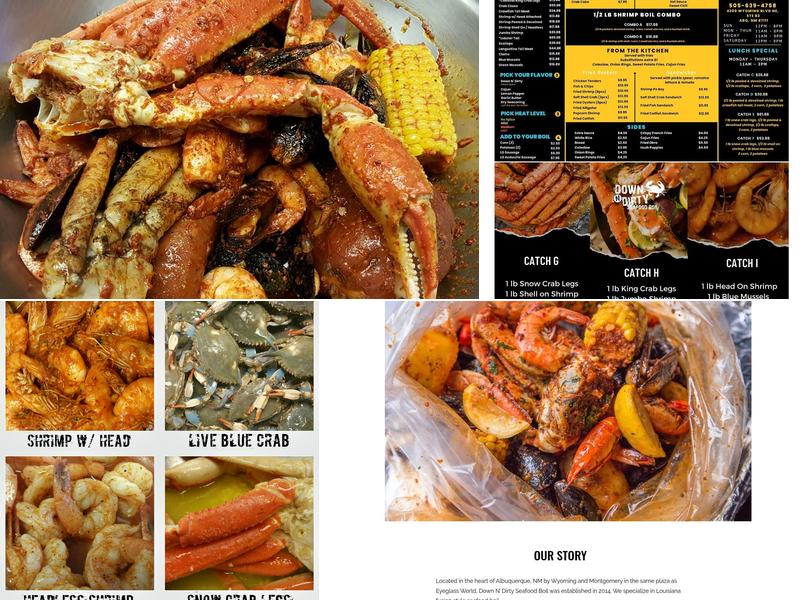 Down N Dirty Seafood Boil Menu