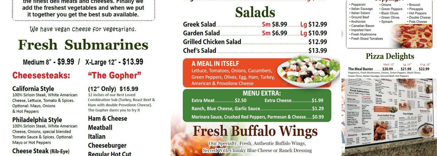 Duccini's Pizza Menu
