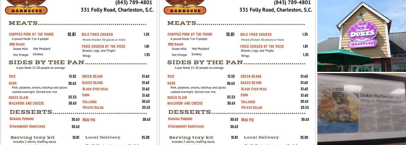 Dukes Barbecue Menu
