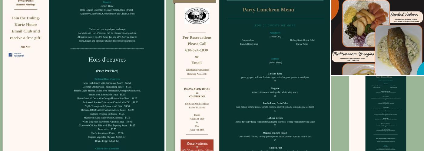 Duling-Kurtz House & Country Inn Menu