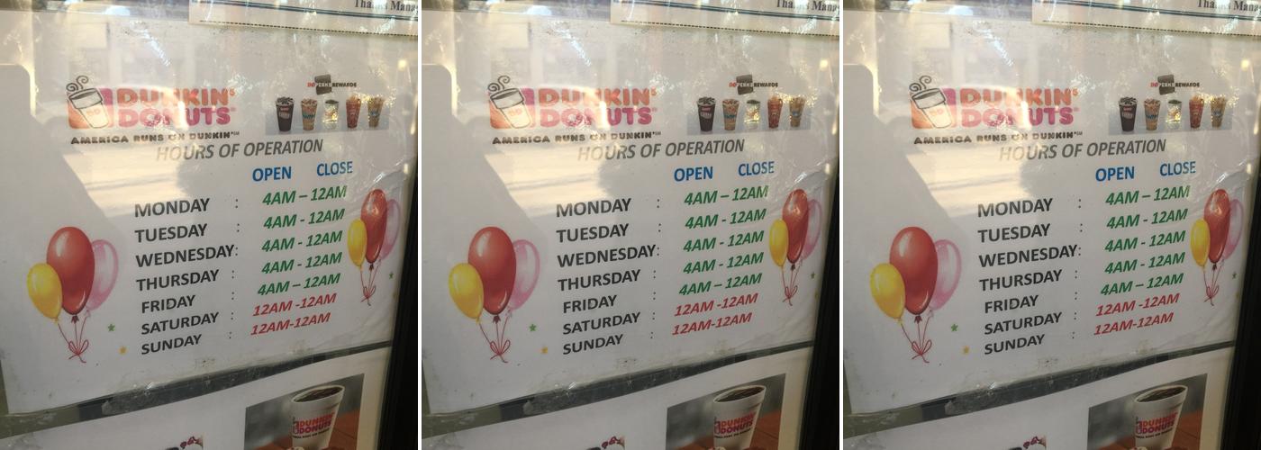Dunkin' Menu