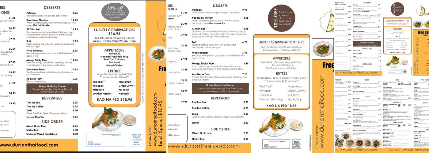 Durian Menu