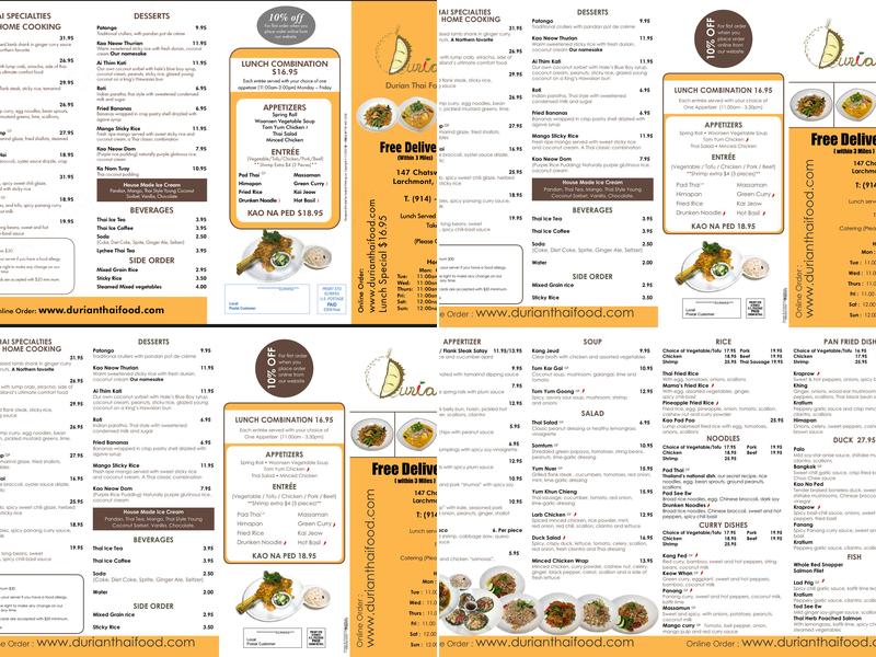 Durian Menu