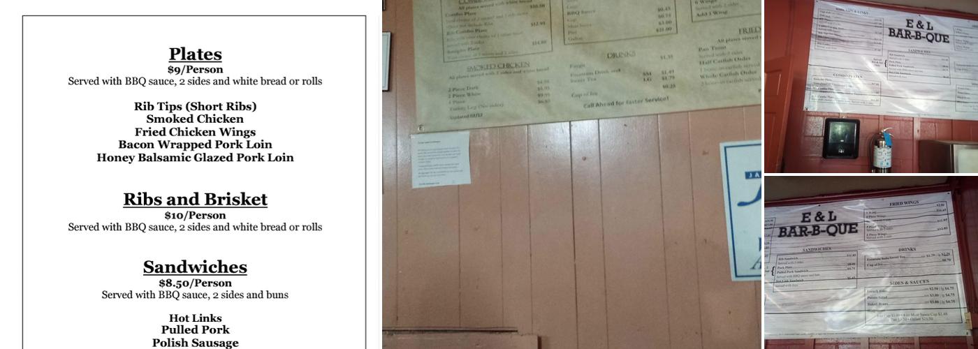 E & L Barbeque Menu