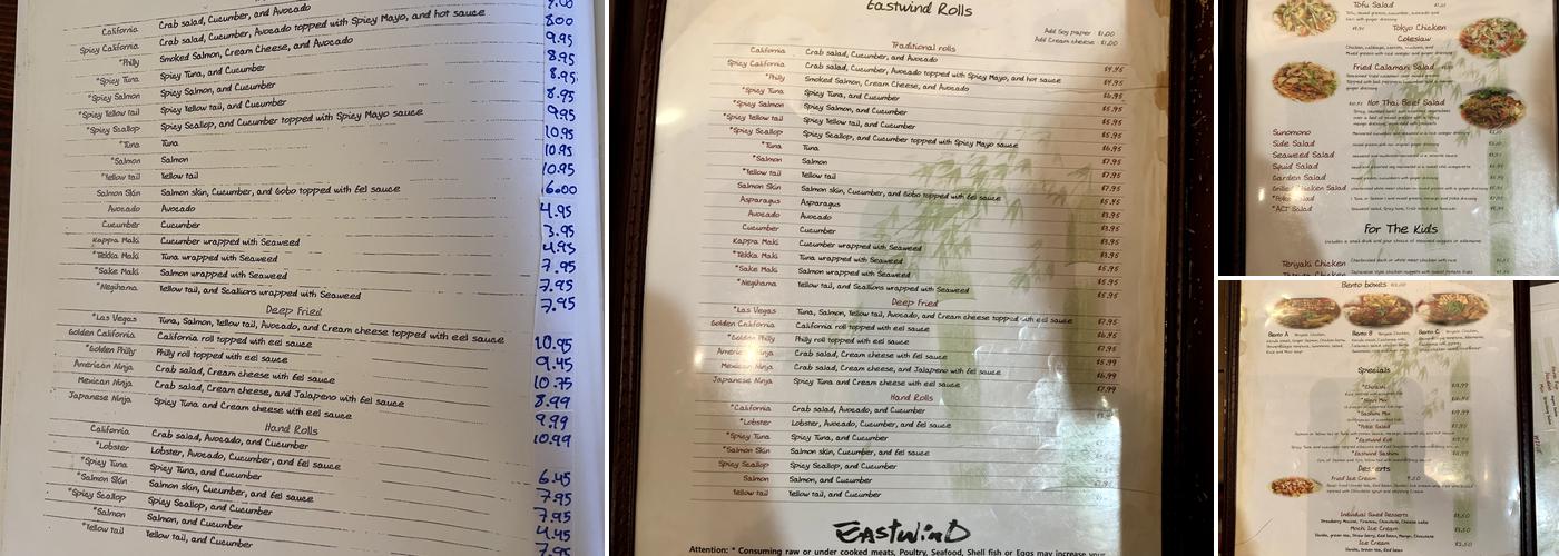 Eastwind Sushi And Grill Menu